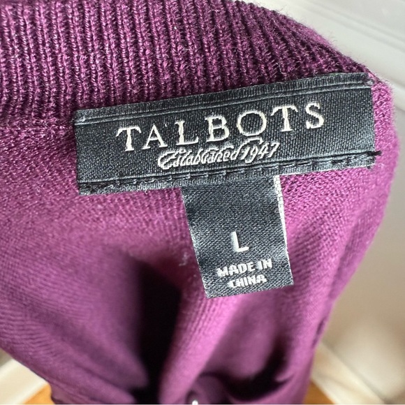 Talbots Silk Blend Cardigan Mauve Ribbons Girlie Fall Wedding Guest Size Large - Picture 6 of 7
